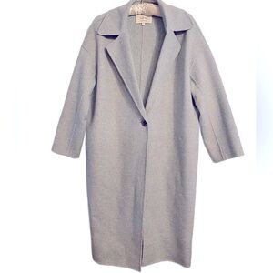 Simply Retro One Button Elegant Women's Light Gray Wool Trench